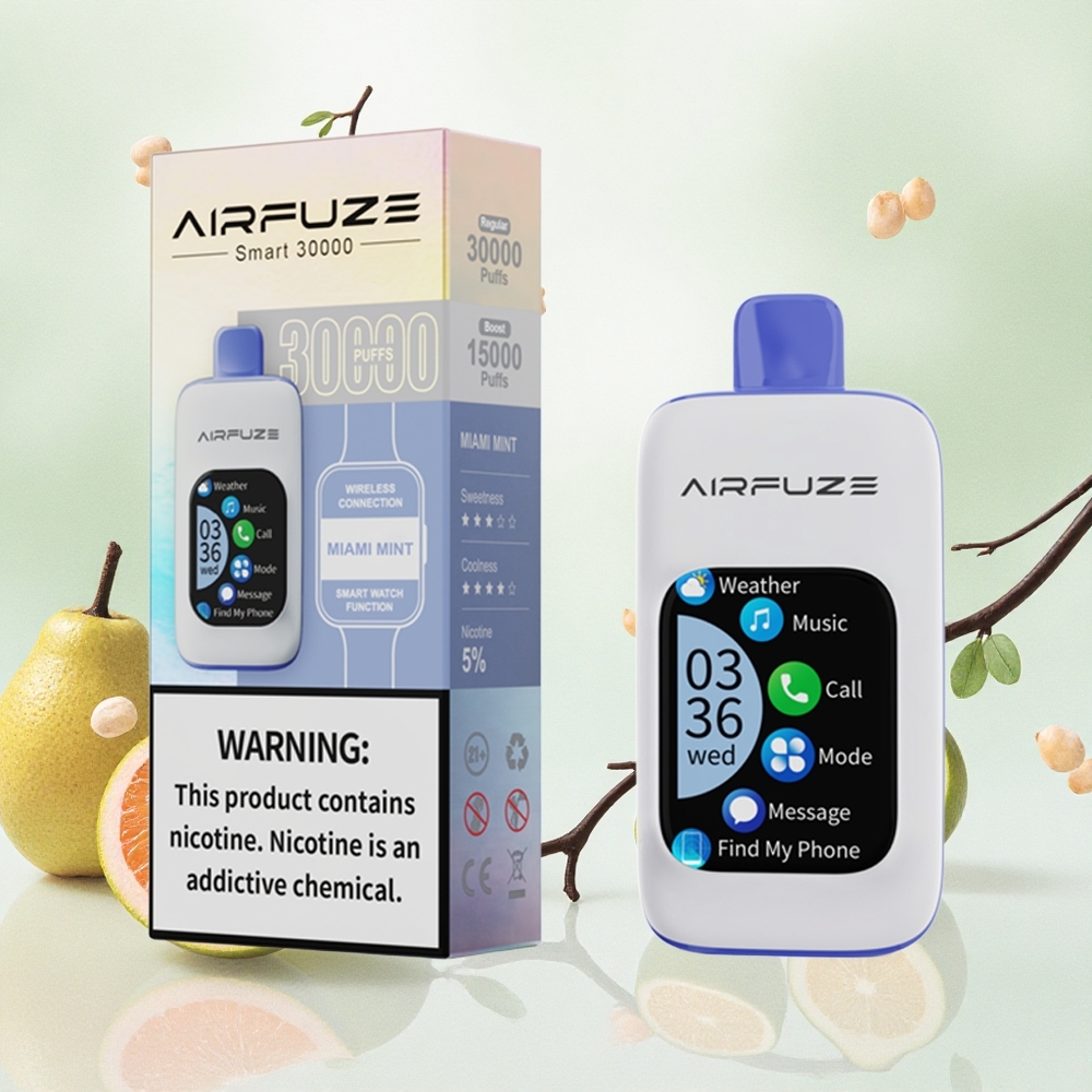 AirFuze Smart 30000 Puffs Једнократни Вапе Miami Mint (Menta) Serbia vapes 50x25x1049mm 201\TFT 5 Никотин 900mAh Type-C