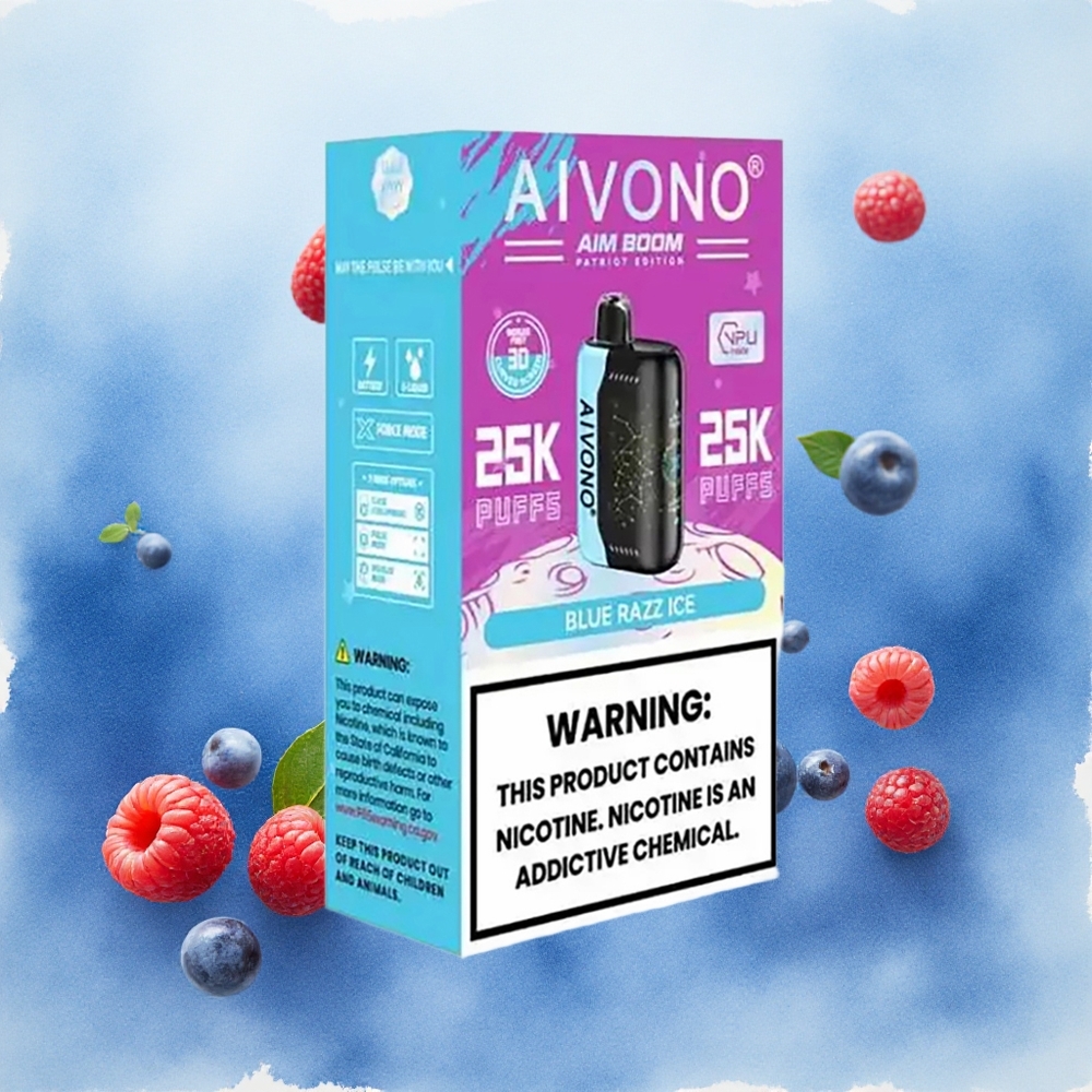 Aivono AIM BOOM 25000 Puffs Plavi Razz Led Serbia vapes 28ml 650mAh Type-C