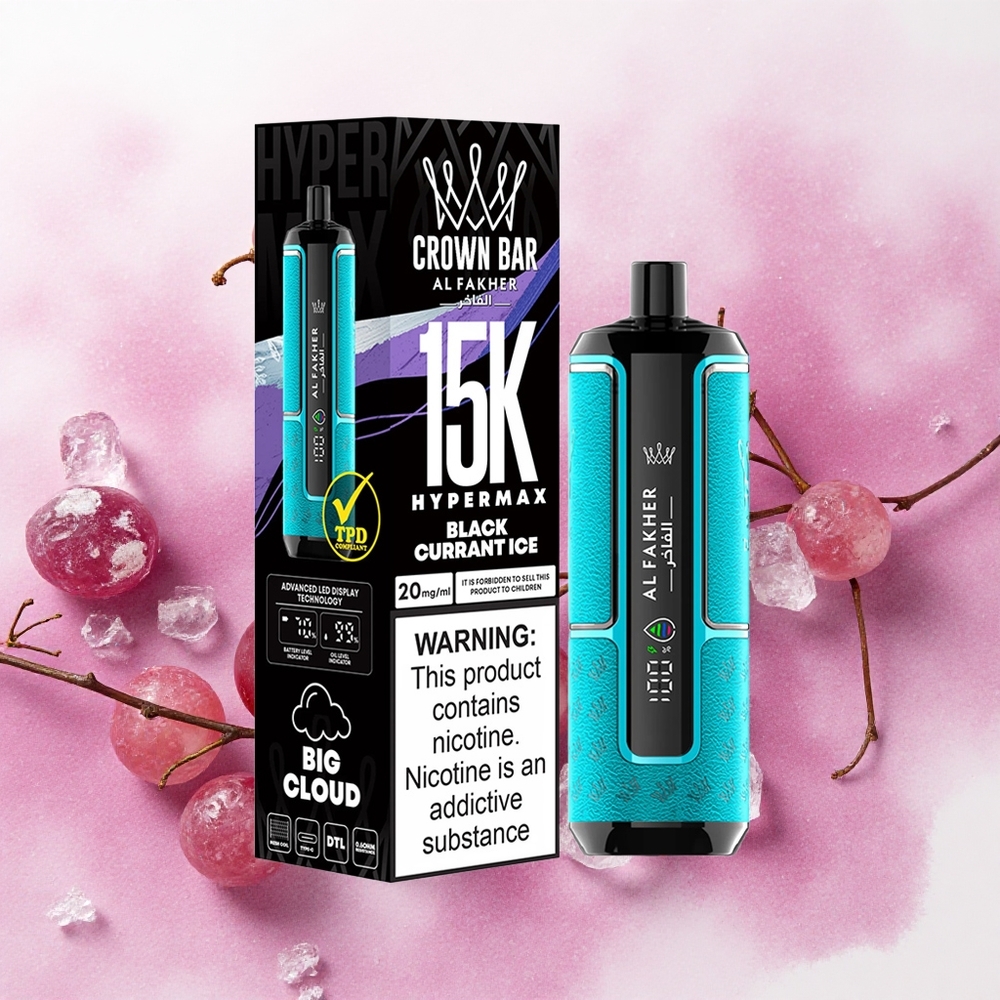 Al Fakher Crown Bar 15K Hypermax Једнократни Вапе Kit Blackcurrant Ice 22ml 15000 Puffs DTL 6mg Никотин Serbia vapes