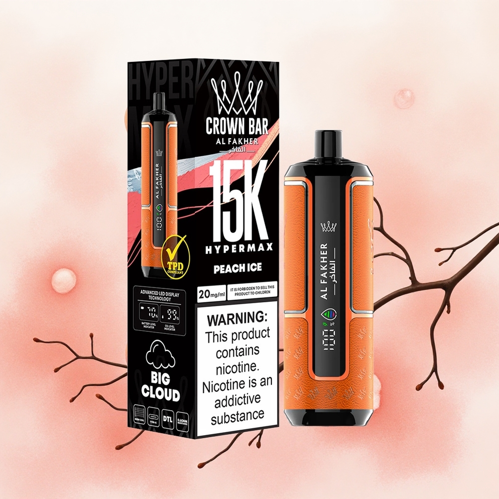 Al Fakher Crown Bar 15K Hypermax Једнократни Вапе Kit Breskva Led Serbia vapes 22ml 600mAh Type-C