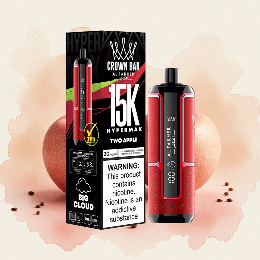 Al Fakher Crown Bar 15K Hypermax Једнократни Вапе Kit Dve Jabuke Serbia vapes 22ml/600mAh/Tip-C/DTL/6mg Никотин