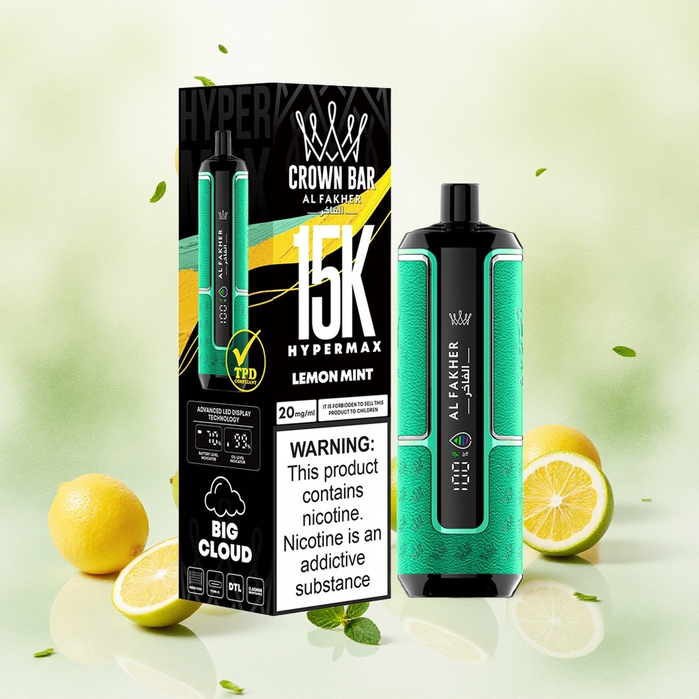 Al Fakher Crown Bar 15K Hypermax Једнократни Вапе Kit Limeta Mentol Serbia vapes 22ml 600mAh Type-C DTL 6mg Никотин/ml