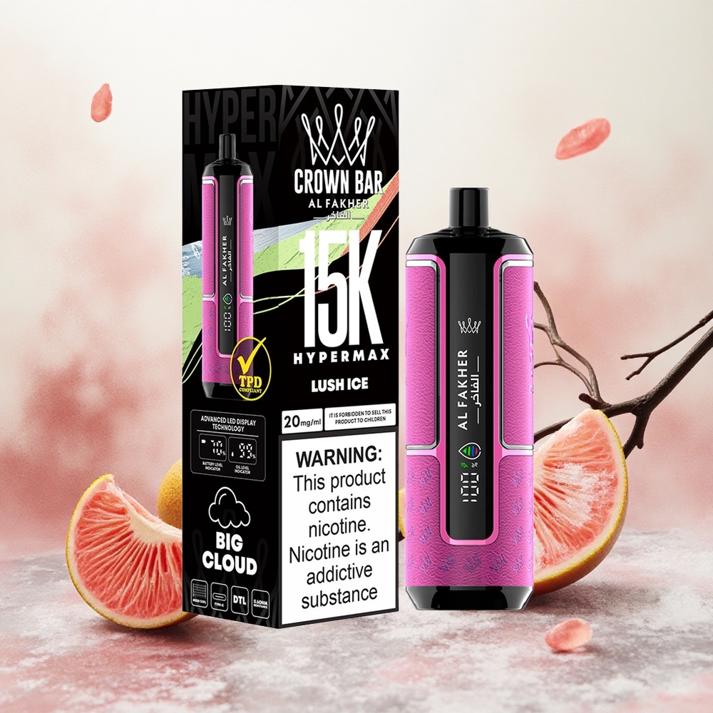 Al Fakher Crown Bar 15K Hypermax Једнократни Вапе Kit Luch Led Serbia vapes 22ml 15000 Puffs DTL 6mg Никотин/ml
