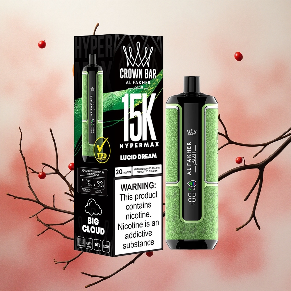 Al Fakher Crown Bar 15K Hypermax Једнократни Вапе Kit Lucidno Sanjanje Serbia vapes 22ml 600mAh Type-C