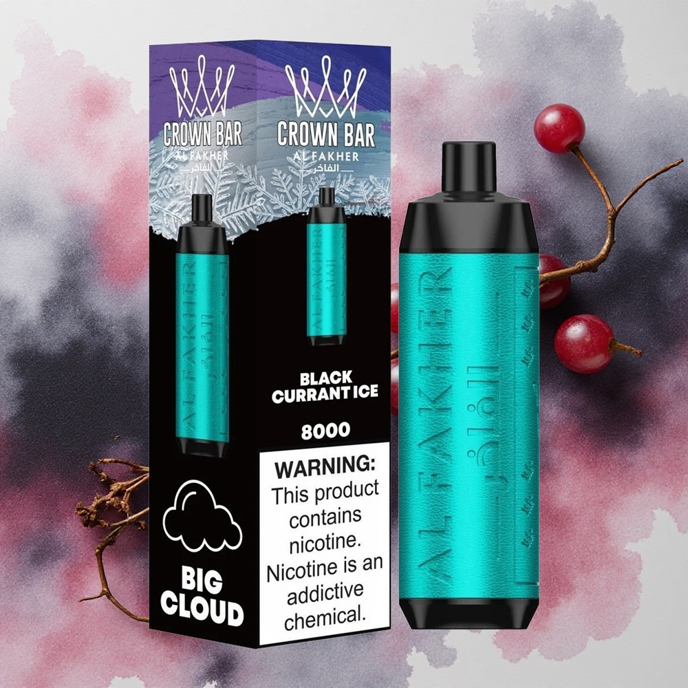 Al Fakher Crown Bar 8000 Crystal Једнократни Вапе Crna Ribizla Led Serbia vapes 600mAh 18ml