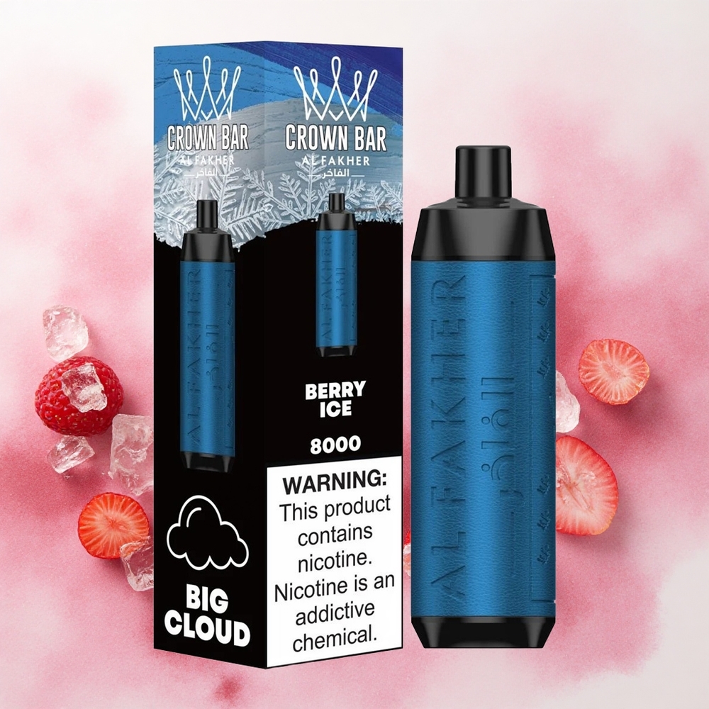 Al Fakher Crown Bar 8000 Crystal Једнократни Вапе Jagoda Led Serbia vapes 600mAh 18ml 5mg Никотин
