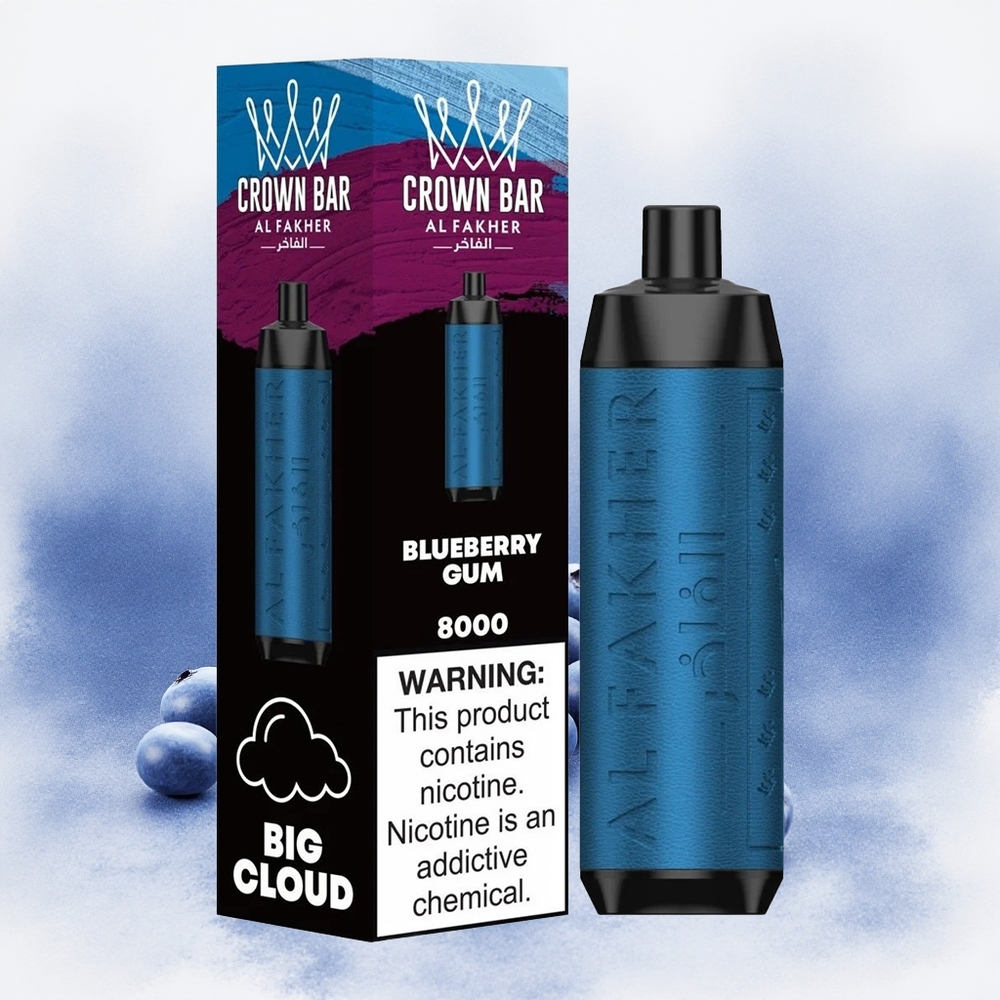 Al Fakher Crown Bar 8000 Kristal Једнократни Вапе Borovnica Žvakaća Guma Serbia vapes 600mAh 18ml 5mg Никотин