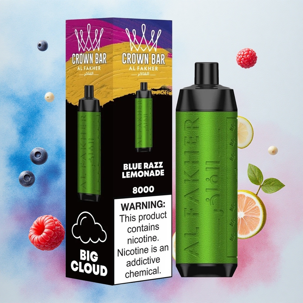 Al Fakher Crown Bar 8000 Kristal Једнократни Вапе Plava Malina Limunada Serbia vapes 600mAh 18ml