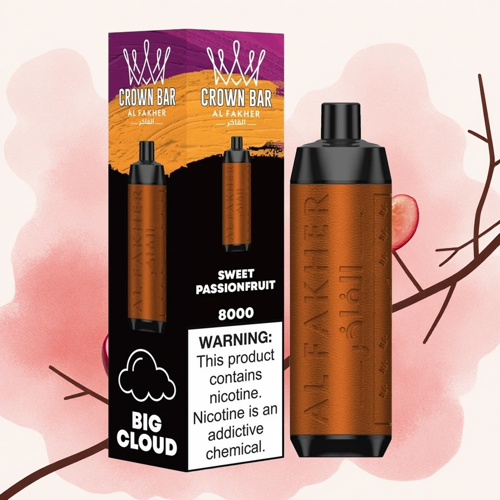 Al Fakher Crown Bar 8000 Kristal Једнократни Вапе Slatka Pasiflora Serbia vapes 8000 Puffs 18ml 5mg Никотин