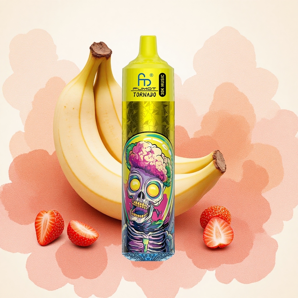 Fumot RandM Tornado 30000 Puffs Banana Jagoda Serbia vapes 30mL 25 Никотин LED