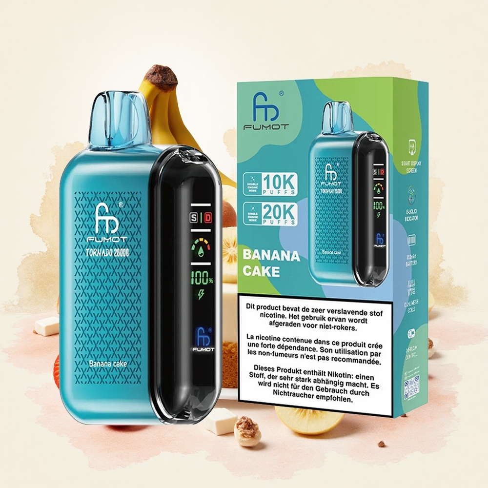 Fumot Tornado 20000 Puffs Banana Cake Serbia vapes Дуал Месх Цоил