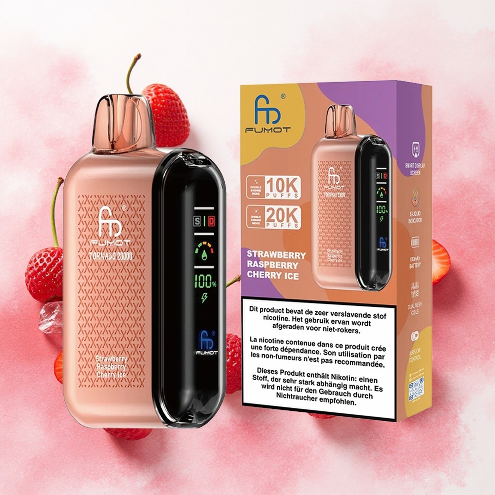 Fumot Tornado 20000 Puffs Jagoda Malina Trešnja Led Serbia vapes Дуал Месх Цоил
