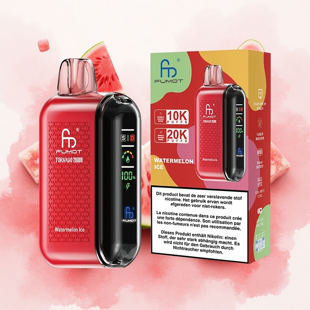Fumot Tornado 20000 Puffs Lubenica Led Serbia vapes Дуал Месх Цоил