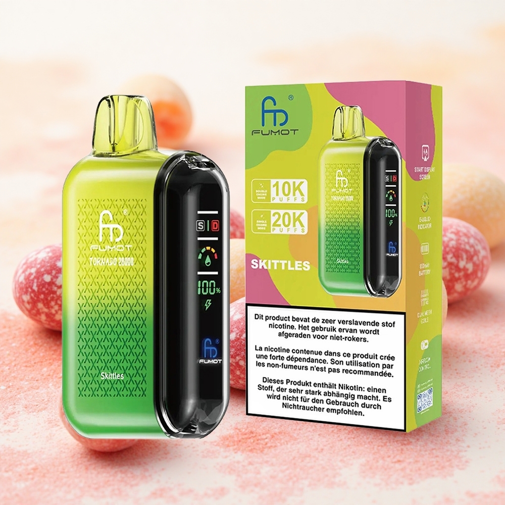 Fumot Tornado 20000 Puffs Skittles (dugme) Дуал Месх Цоил Serbia vapes Смарт Дисплаи