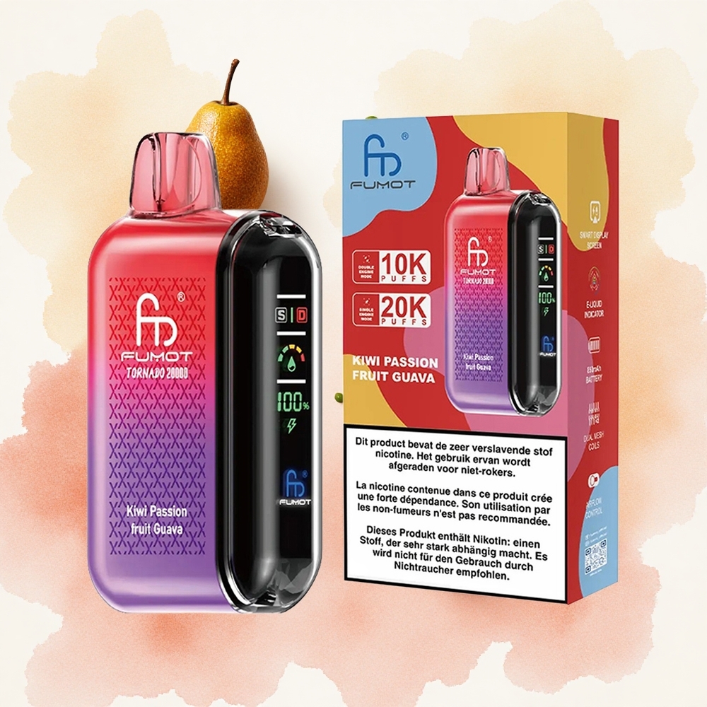 Fumot Tornado 20000 Puffs Једнократни Вапе Kiwi Pasiflora Guava Дуал Месх Цоил Serbia vapes