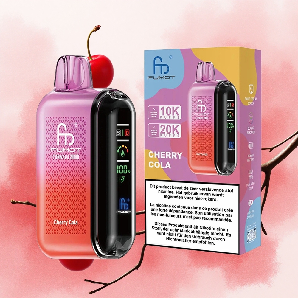 Fumot Tornado 20000 Puffs Дуал Месх Цоил Višnja Kola Serbia vapes Смарт Дисплаи