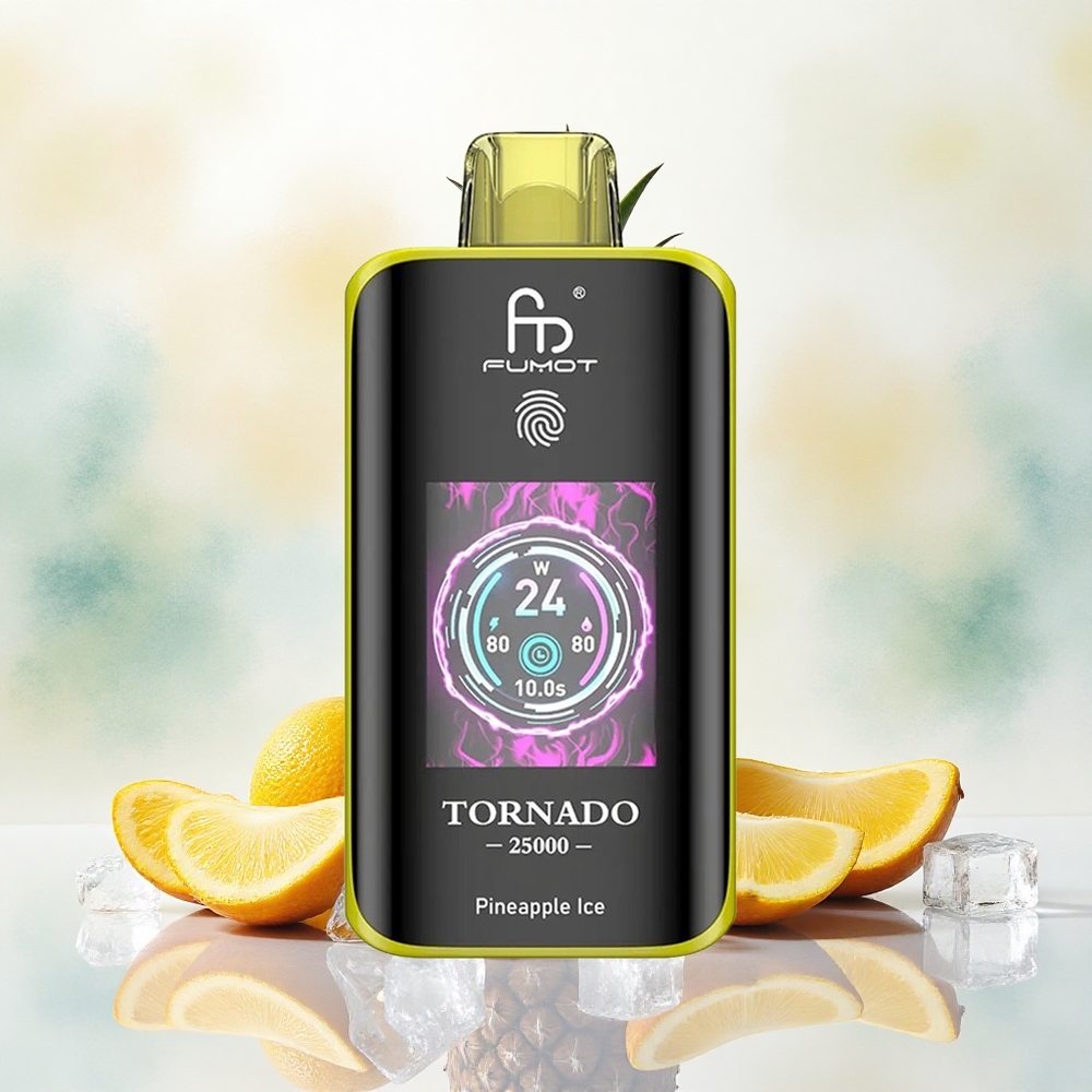 Fumot Tornado 25000 Puffs Ananas Led Serbia vapes HD Ekran 700mAh Punjiva Baterija 20мл Течност Тип-Ц пуњење