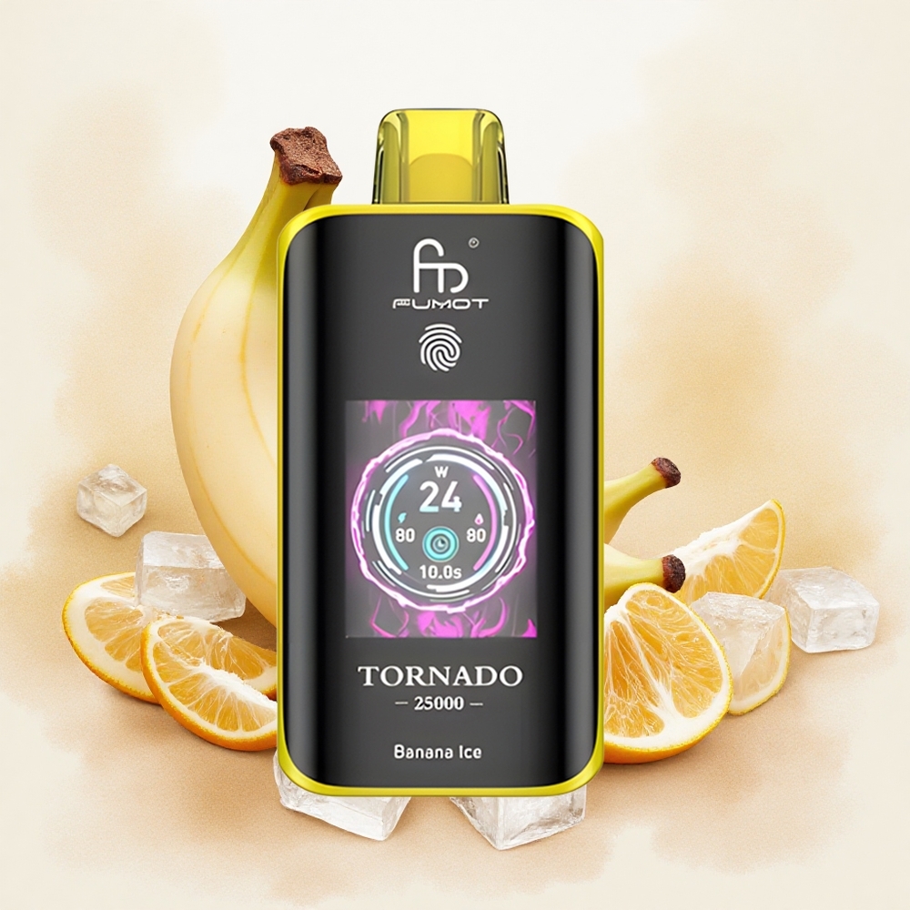 Fumot Tornado 25000 Puffs Bananova Led Serbia vapes HD Ekran 700mAh батерија 20мл Течност Тип-Ц пуњење