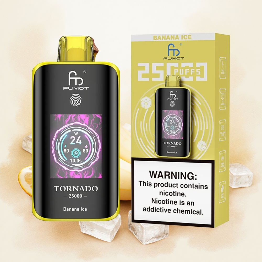 Fumot Tornado 25000 Puffs Bananova Led Serbia vapes HD Ekran 700mAh батерија 20мл Течност Тип-Ц пуњење