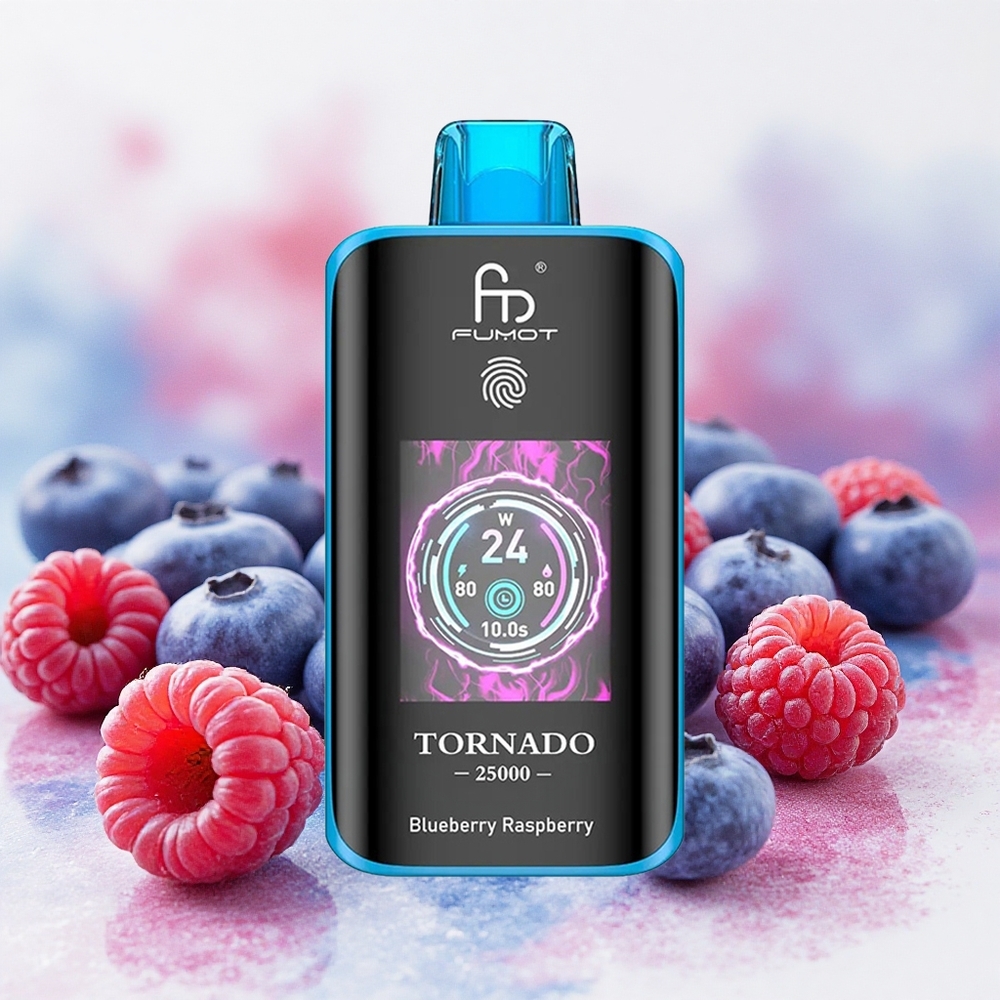 Fumot Tornado 25000 Puffs Borovnica Malina Serbia vapes HD Ekran 700mAh батерија 20мл Течност