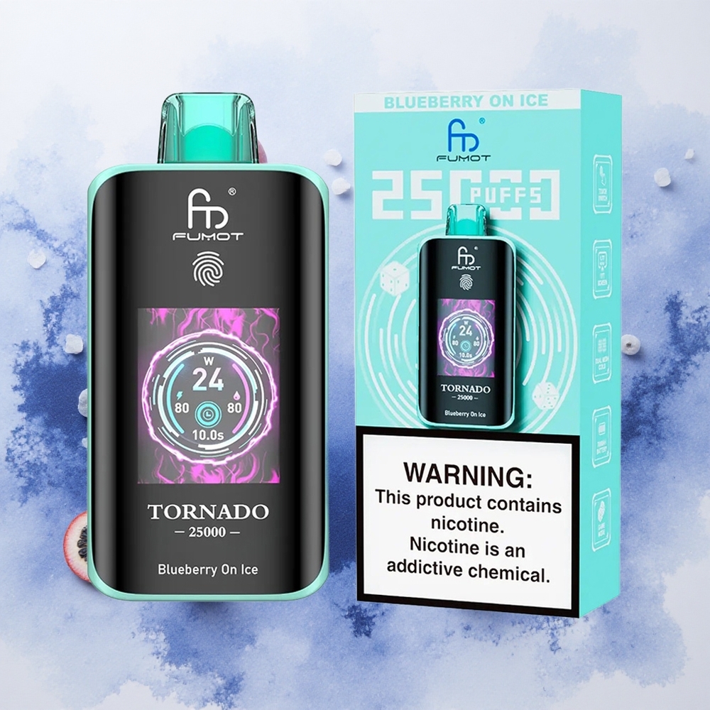 Fumot Tornado 25000 Puffs Borovnica na ledu Serbia vapes HD ekran 700mAh батерија 20мл Течност Type-C punjenje