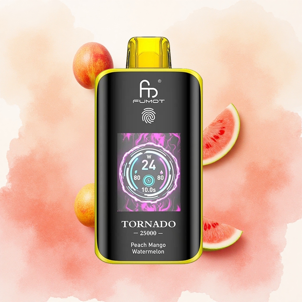 Fumot Tornado 25000 Puffs Breskva Mango Lubenica Serbia vapes HD Ekran 700mAh батерија 20мл Течност Тип-Ц пуњење
