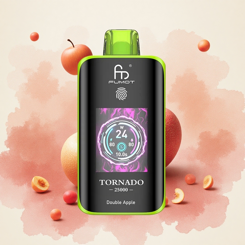 Fumot Tornado 25000 Puffs Dvostruka Jabuka Serbia vapes HD Ekran 700mAh Punjenje Type-C