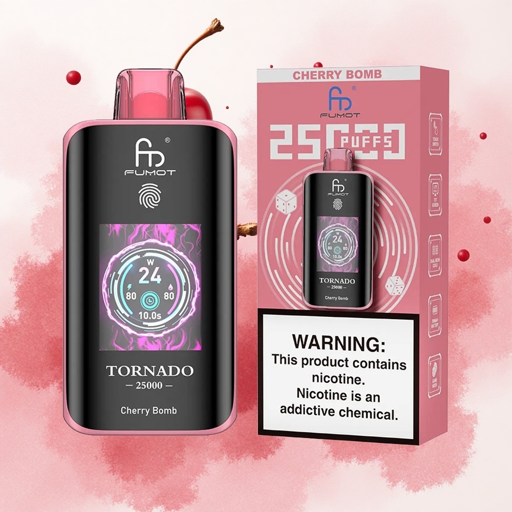 Fumot Tornado 25000 Puffs HD Ekran 700mAh батерија 20мл Течност Cherry Bomb Serbia vapes
