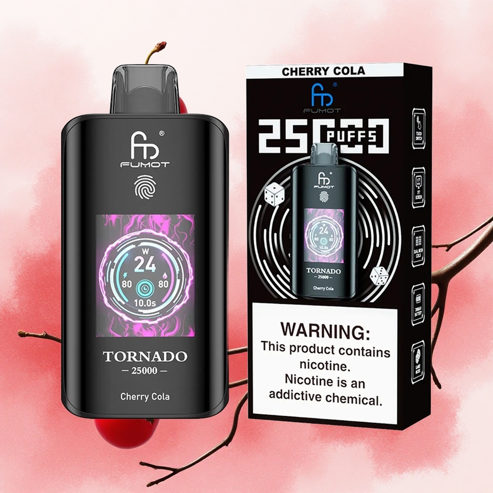 Fumot Tornado 25000 Puffs HD Ekran 700mAh батерија 20мл Течност Višnja Kola Serbia vapes Тип-Ц пуњење