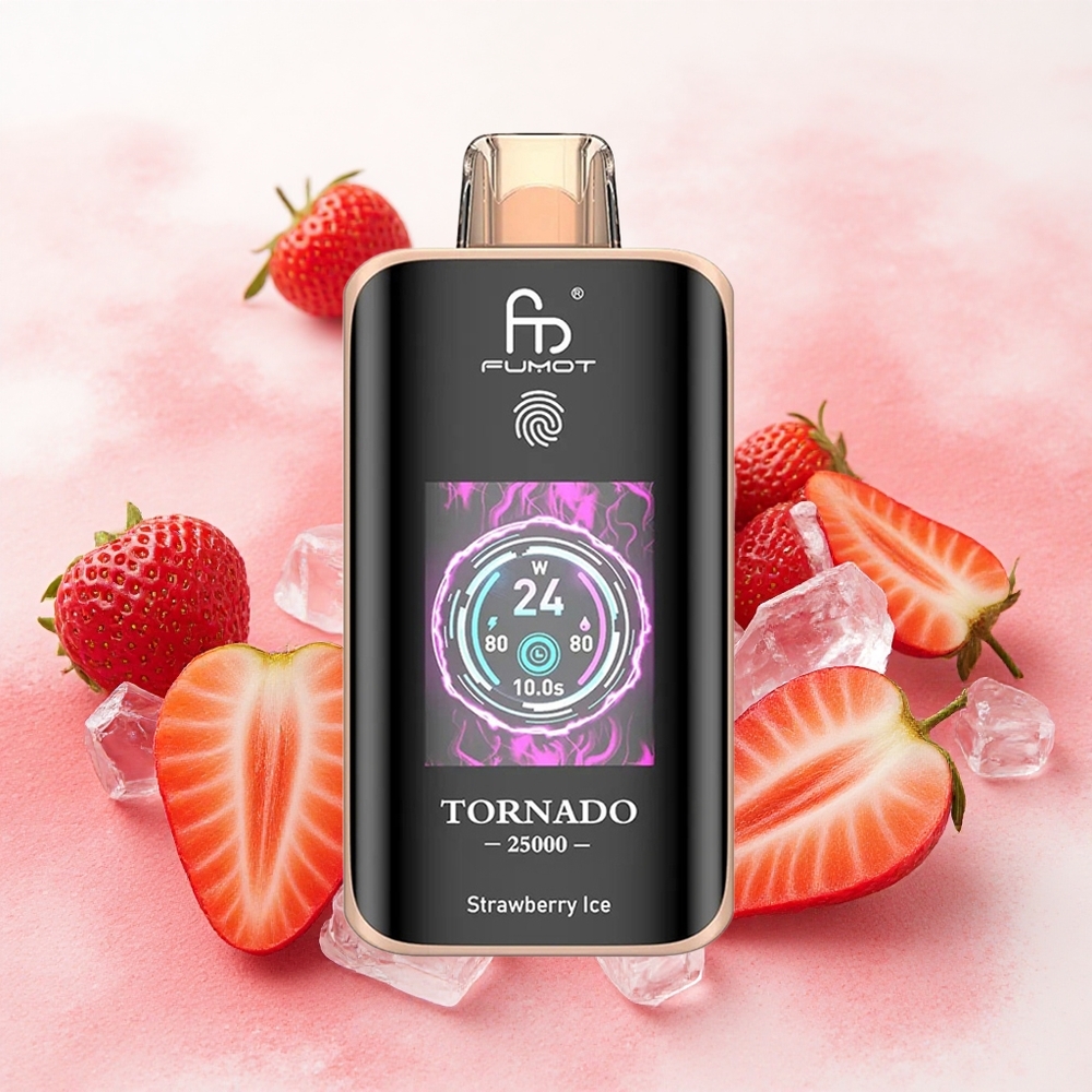 Fumot Tornado 25000 Puffs Jagoda Led Serbia vapes HD Ekran 700mAh батерија 20мл Течност Type-C Punjenje