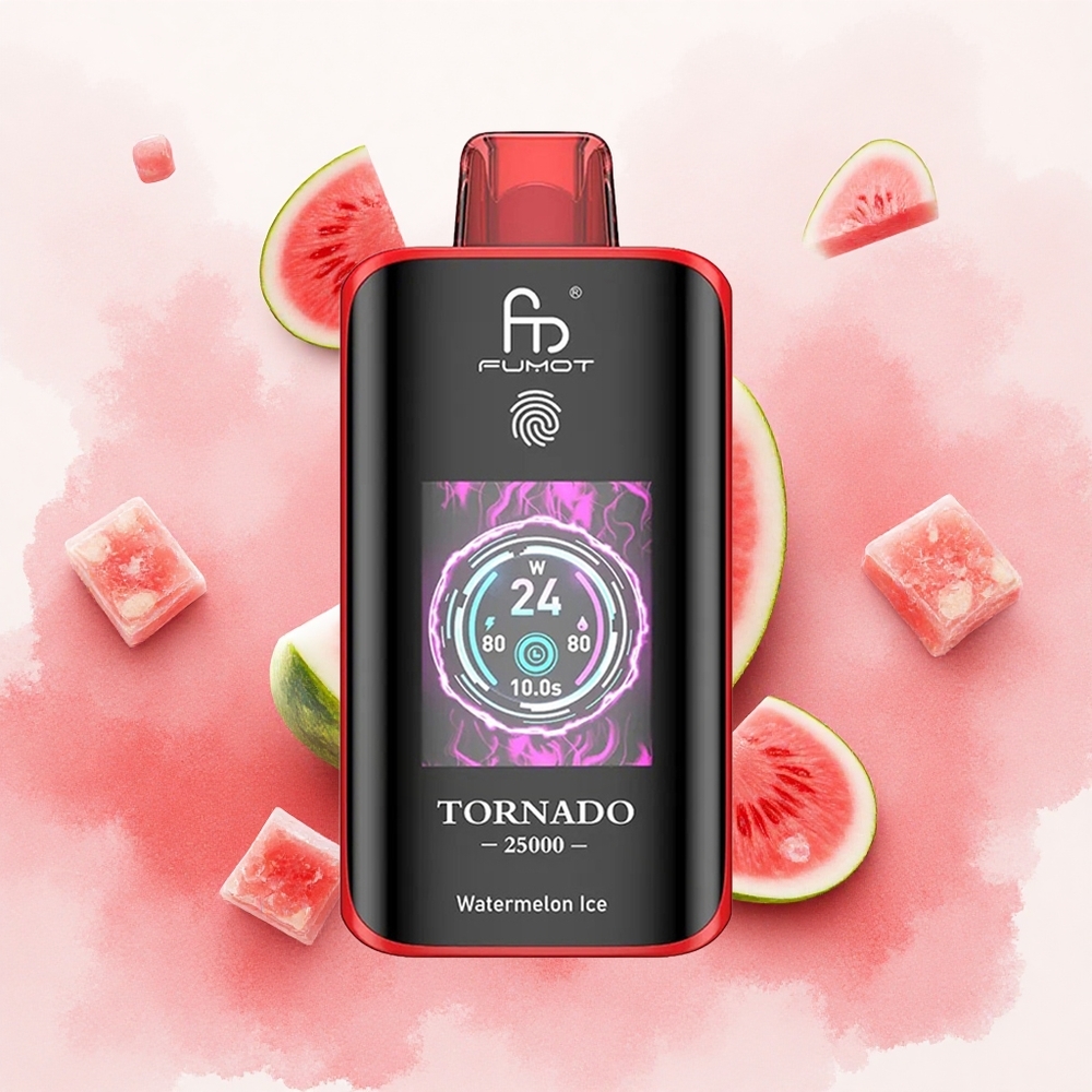 Fumot Tornado 25000 Puffs Lubenica Led Serbia vapes HD Ekran 700mAh батерија 20мл Течност Type-C Punjenje