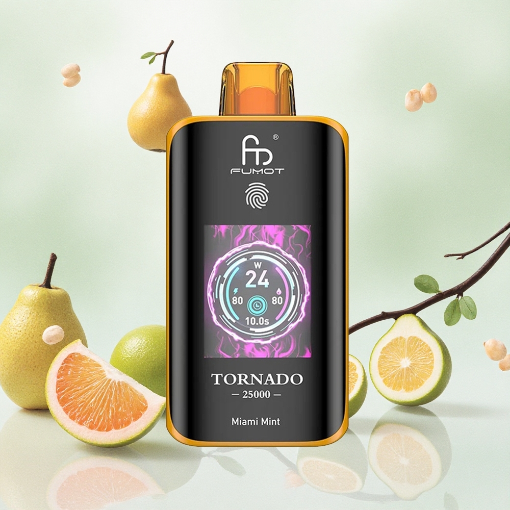 Fumot Tornado 25000 Puffs Miami Menta Serbia vapes HD Ekran 700mAh батерија 20мл Течност
