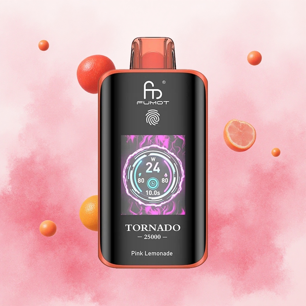 Fumot Tornado 25000 Puffs Pink Lemonade (Roze Limunada) Serbia vapes HD Ekran 700mAh батерија 20мл Течност Type-C Punjenje