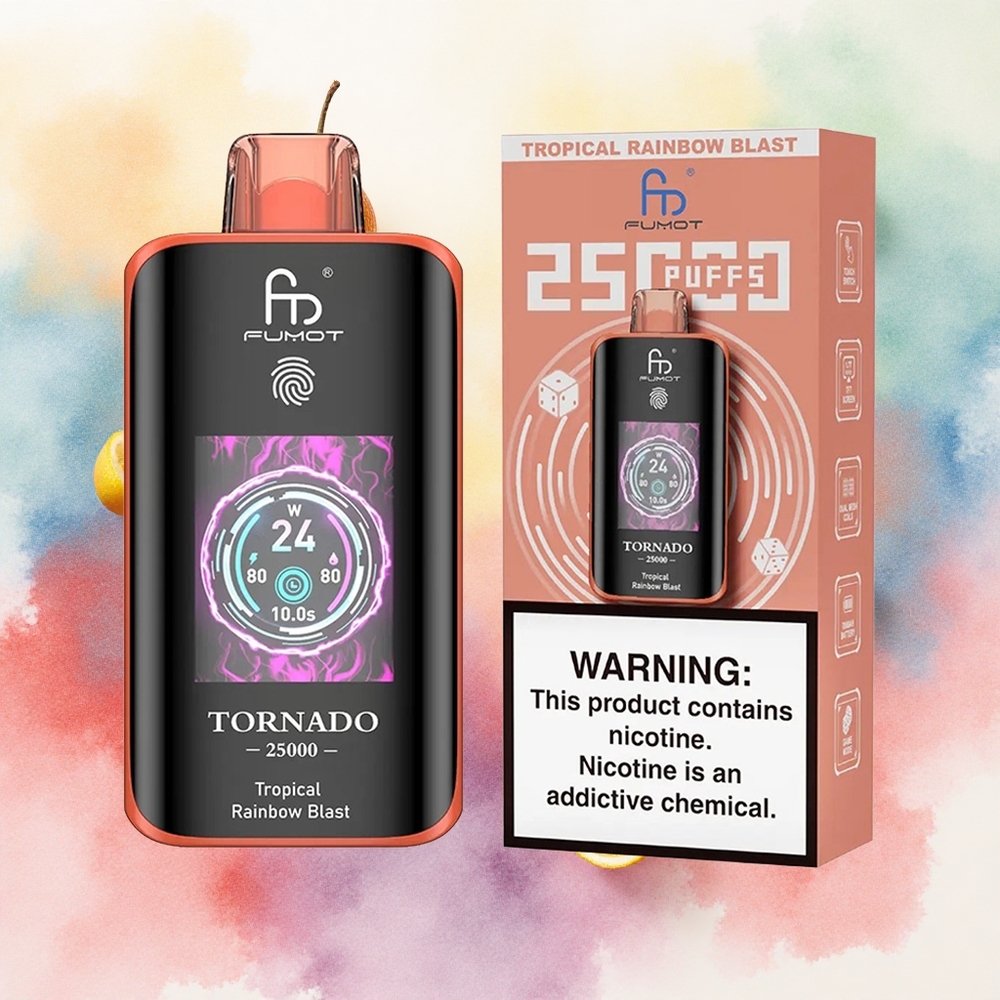 Fumot Tornado 25000 Puffs Tropicalna Duga Eksplozija Serbia vapes HD Ekran 700mAh батерија 20мл Течност Type-C Punjenje