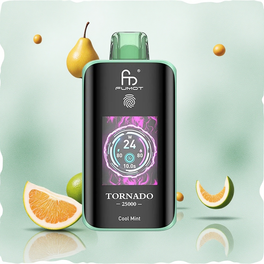 Fumot Tornado 25000 Puffs Једнократни Вапе Hladna Menta Serbia vapes HD Ekran 700mAh батерија 20мл Течност USB-C