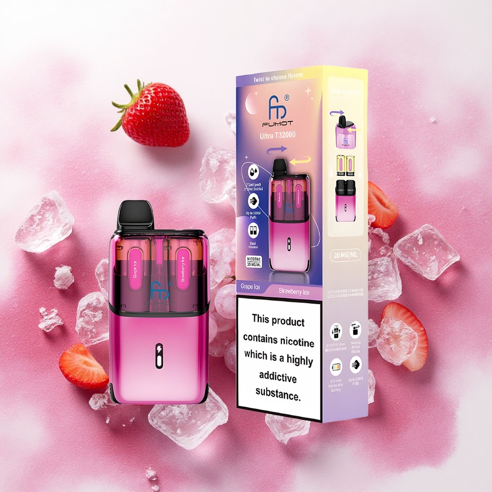 Fumot Ultra T32000 32000 Puffs Grožđe led - Jagoda led Serbia vapes Tip-C brzo punjenje 20mg