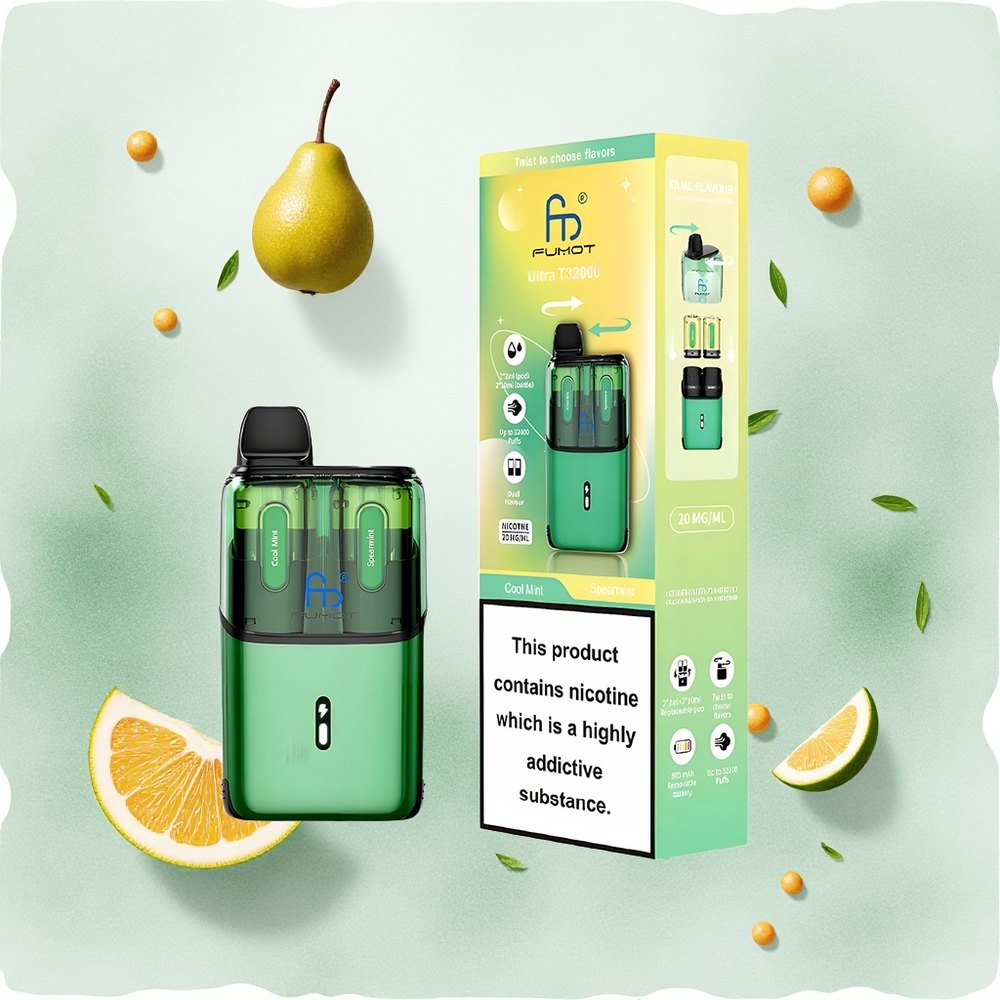 Fumot Ultra T32000 32000 Puffs Hladna nana - Spirmint Serbia vapes 800mAh 24ml Type-C 2 Никотин Месх Цоил