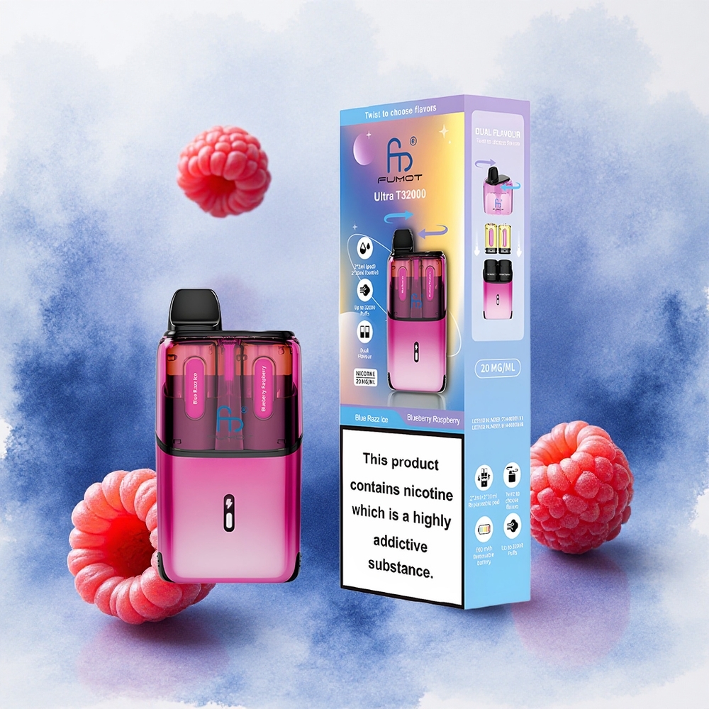 Fumot Ultra T32000 32000 Puffs Plava malina i jagoda led - Borovnica i malina Serbia vapes 800mAh 24ml Type-C 20mg Месх Цоил