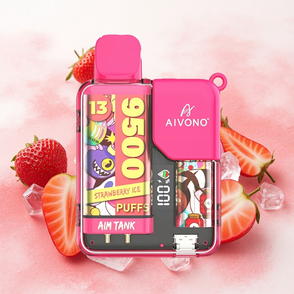 Aivono AIM-TANK 9500 Puffs Jagoda Led Serbia vapes 18ml 650mAh LCD 1.2ohm