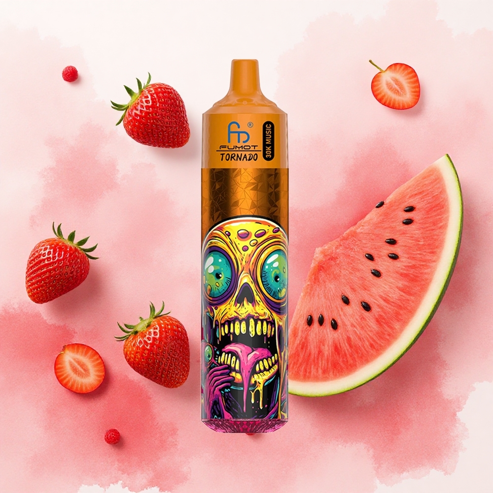 Fumot RandM Tornado 30000 Puffs Jagoda Lubenica Serbia vapes 30mL 2%,5% Никотин LED