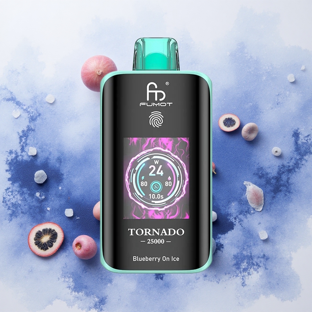 Fumot Tornado 25000 Puffs Borovnica na ledu Serbia vapes HD ekran, 700mAh батерија, 20мл Течност, Type-C punjenje