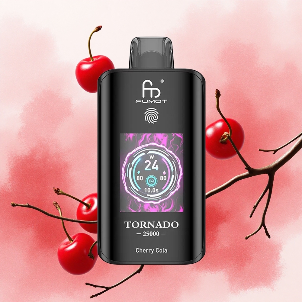 Fumot Tornado 25000 Puffs HD Ekran 700mAh батерија 20мл Течност Višnja Kola Serbia vapes Тип-Ц пуњење