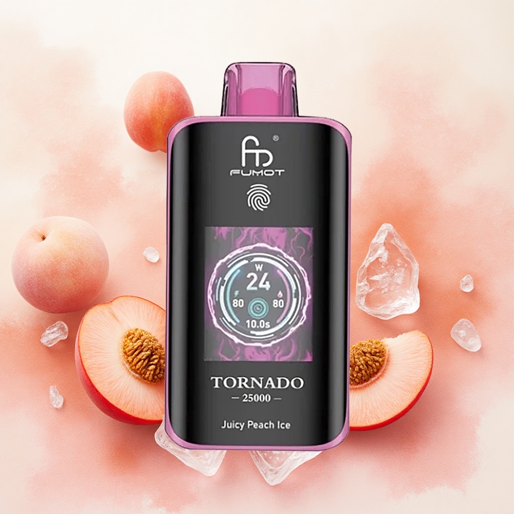 Fumot Tornado 25000 Puffs Sok od Breskve Led Serbia vapes HD Ekran 700mAh батерија